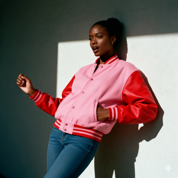 pink and red varsity jacket custom